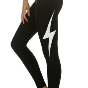 Aviator Nation FULL LENGTH HI-RISE BOLT LEGGINGS - BLACK